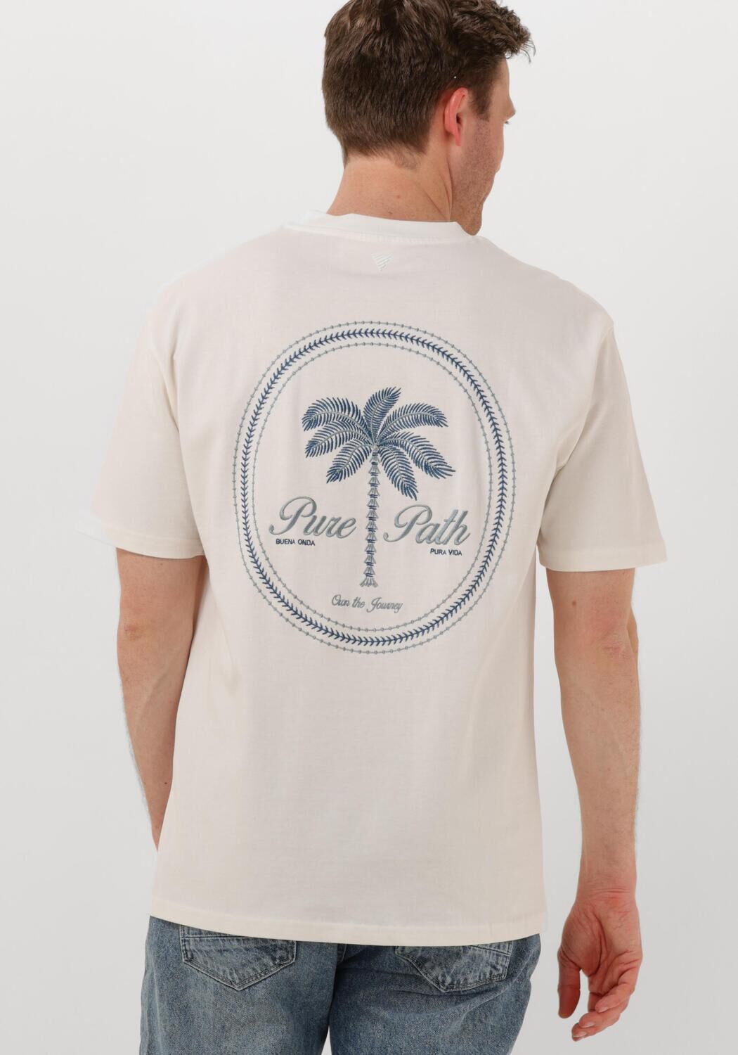 PURE PATH Heren Polo's & T-shirts Loose Fit Crewneck Ss T-shirts Gebroken Wit