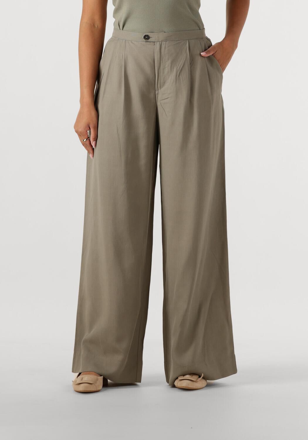 SELECTED FEMME Dames Broeken Slfnatuk Mw Wide Pleated Pant Beige