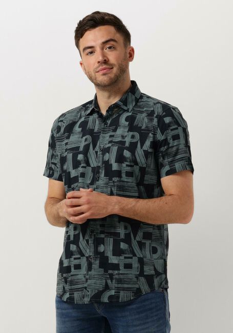 Groene PME LEGEND Casual overhemd SHORT SLEEVE SHIRT PRINT ON CTN SLUB - large