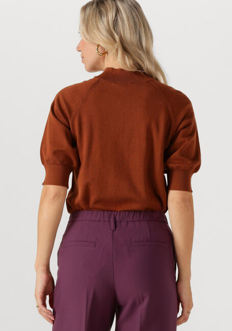 Bruine SUMMUM Trui SHORT SLEEVE SWEATER SOFT VISCOSE POLYAMIDE KNIT - large