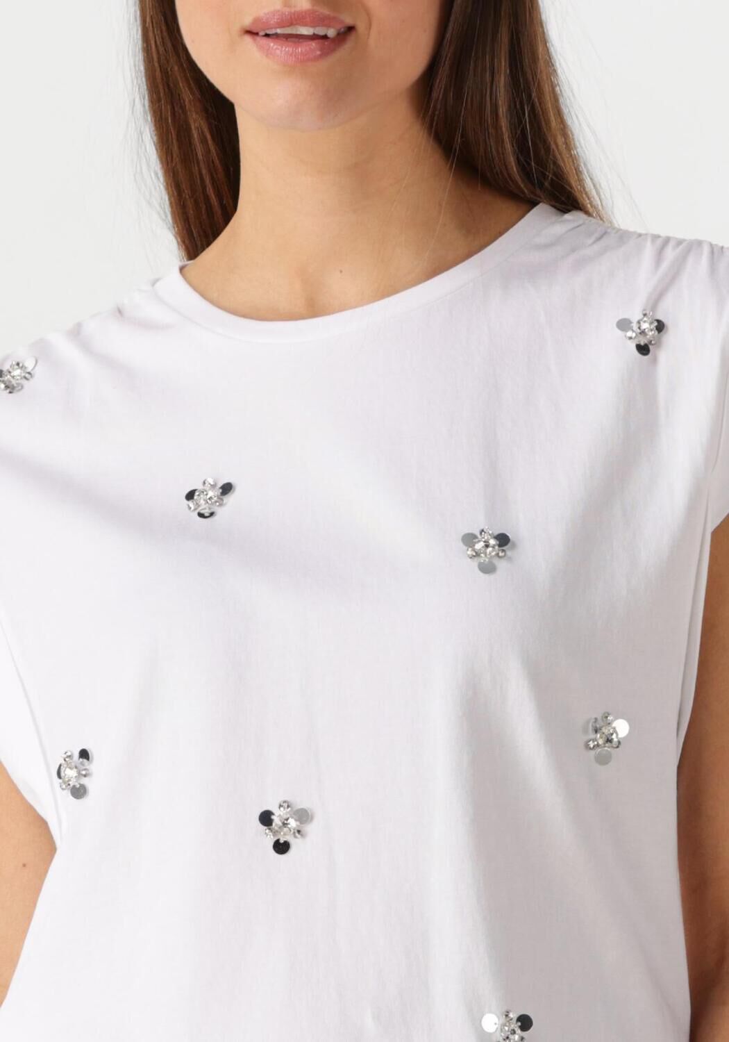 DANTE6 Dames Tops & T-shirts Sparrow Sequins Embellished Tee Wit