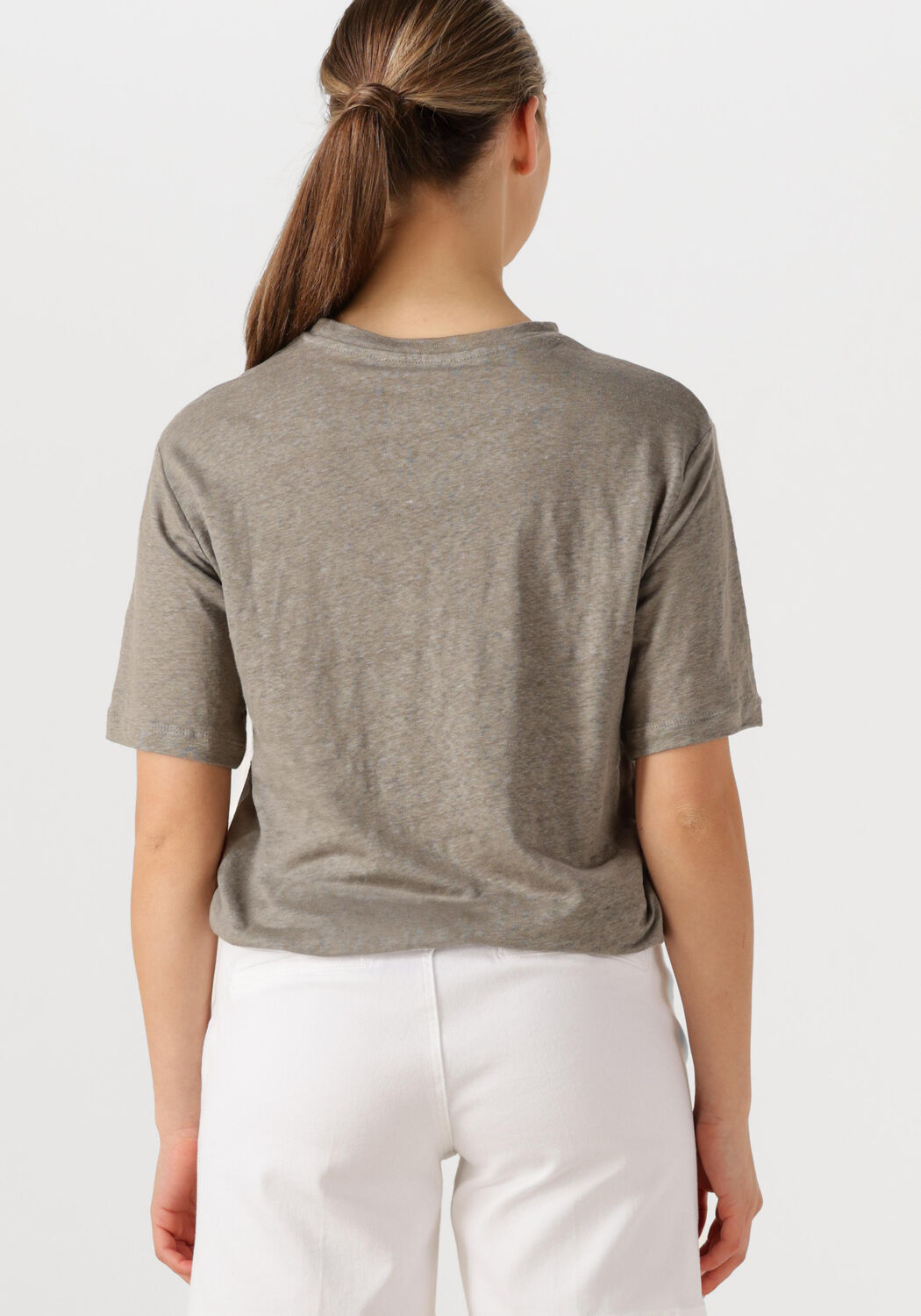 SELECTED FEMME Dames Tops & T-shirts Slfvilja Linen Ss Tee Lichtgrijs
