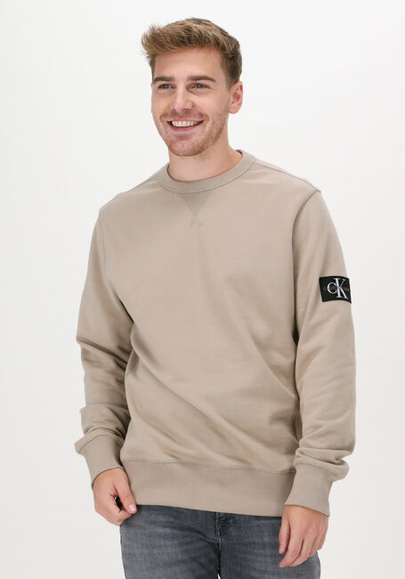 Beige CALVIN KLEIN Sweater MONOGRAM SLEEVE BADGE CN - large