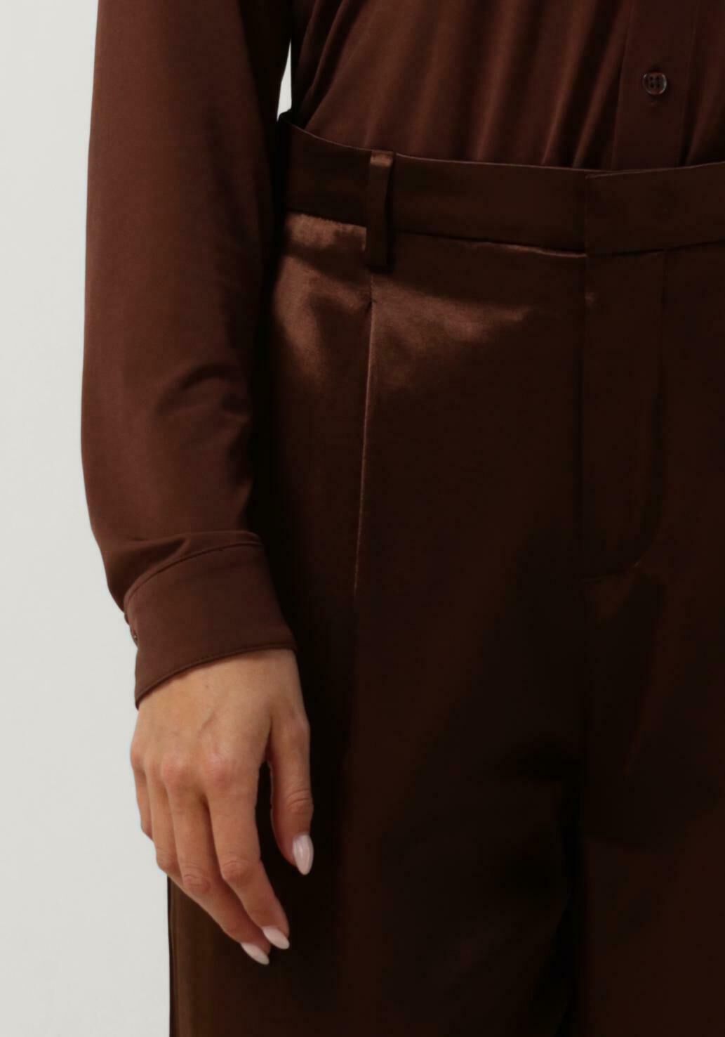 VANILIA Dames Broeken Satin Pleated W Bruin