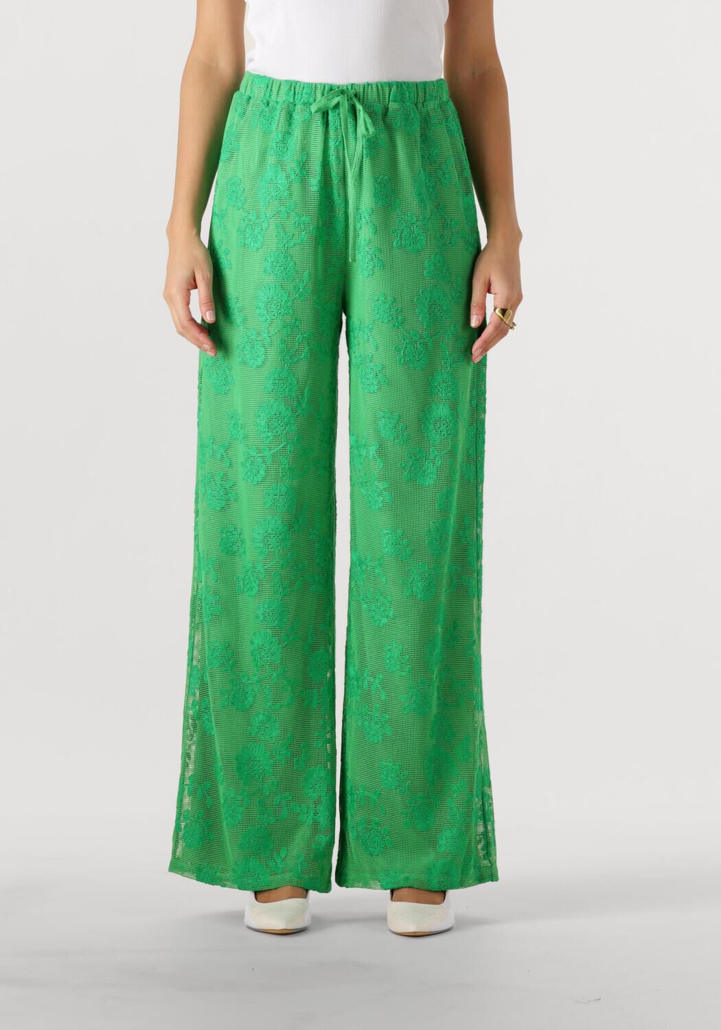 Refined Department wide leg regular waist broek groen