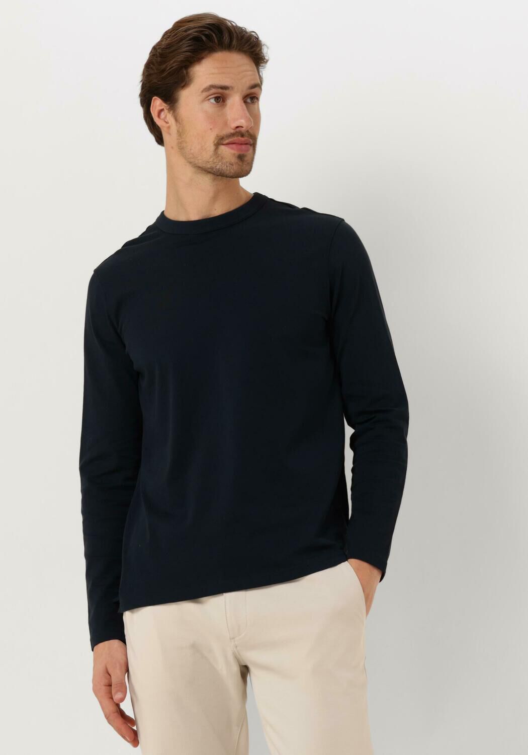 PROFUOMO Heren Polo's & T-shirts T-shirt Long Sleeve Donkerblauw