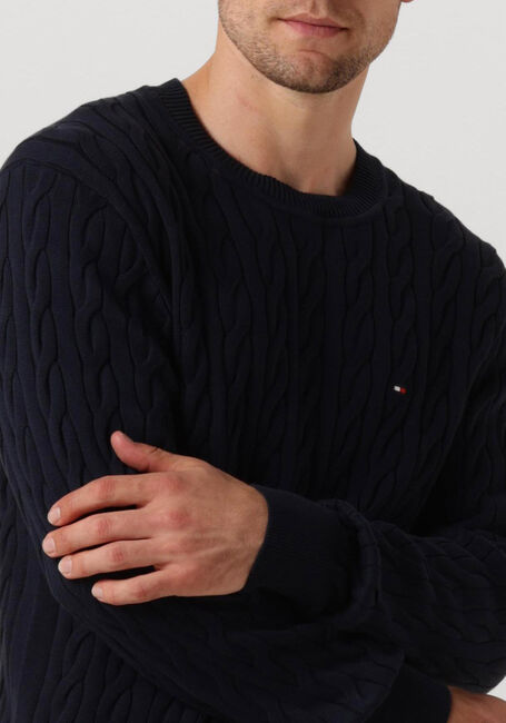 Donkerblauwe TOMMY HILFIGER Trui CLASSIC CABLE CREW NECK - large