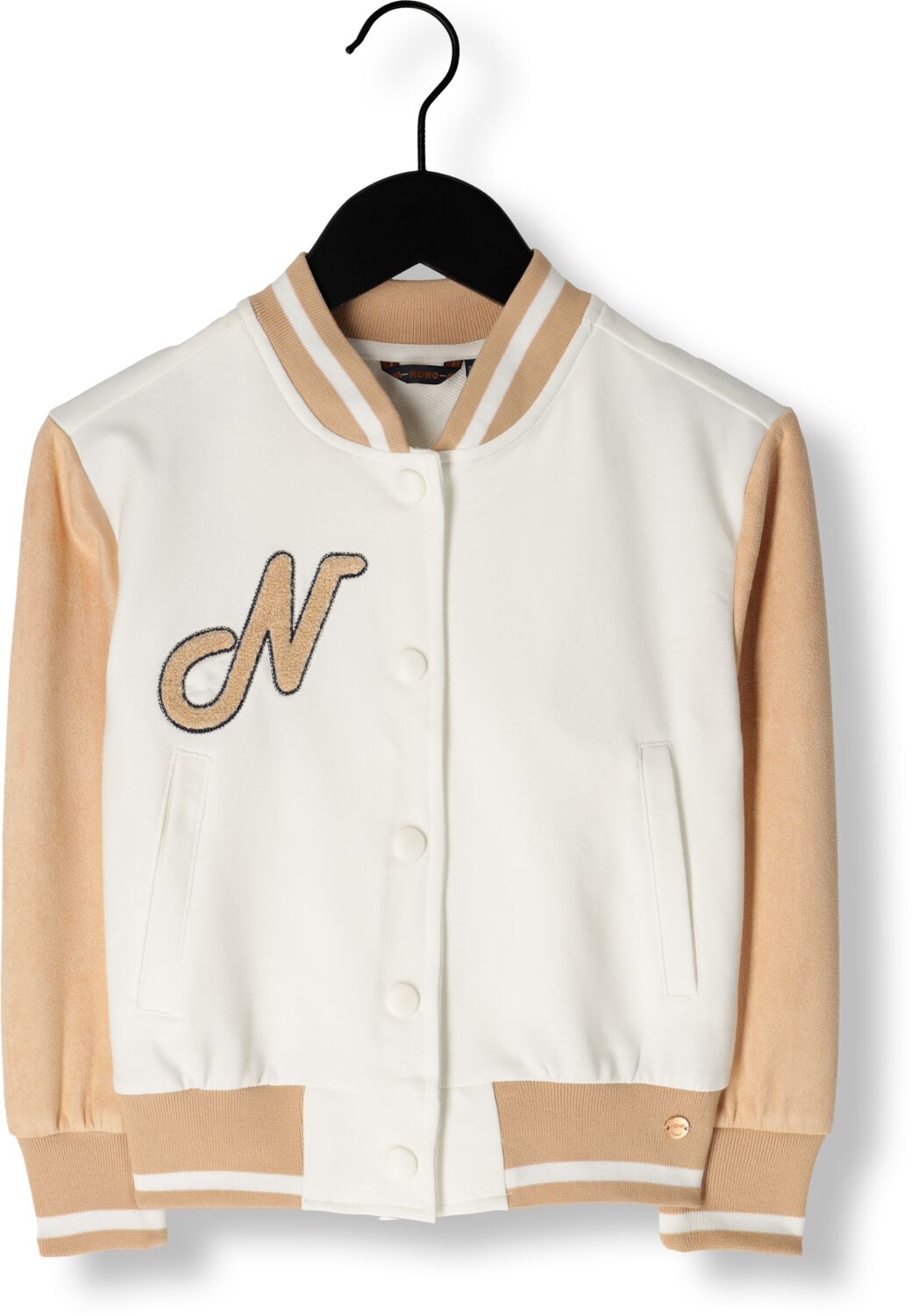 NONO baseballvest Darcy offwhite zand Wit Meisjes Katoen Ronde hals Meerkleurig 122 128