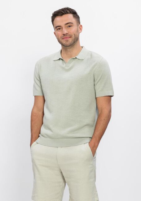 Groene SELECTED MEN Polo SLHMATTIS SS KNIT SUN OPEN POLO - large