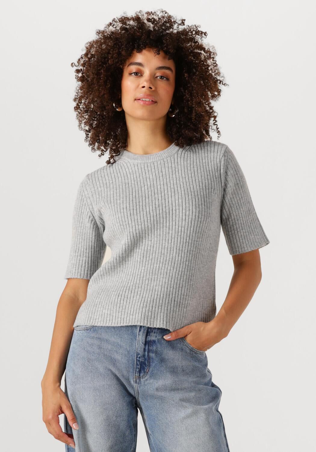OBJECT Dames Truien & Vesten Objelva 2 4 Re O-neck Knit Grijs