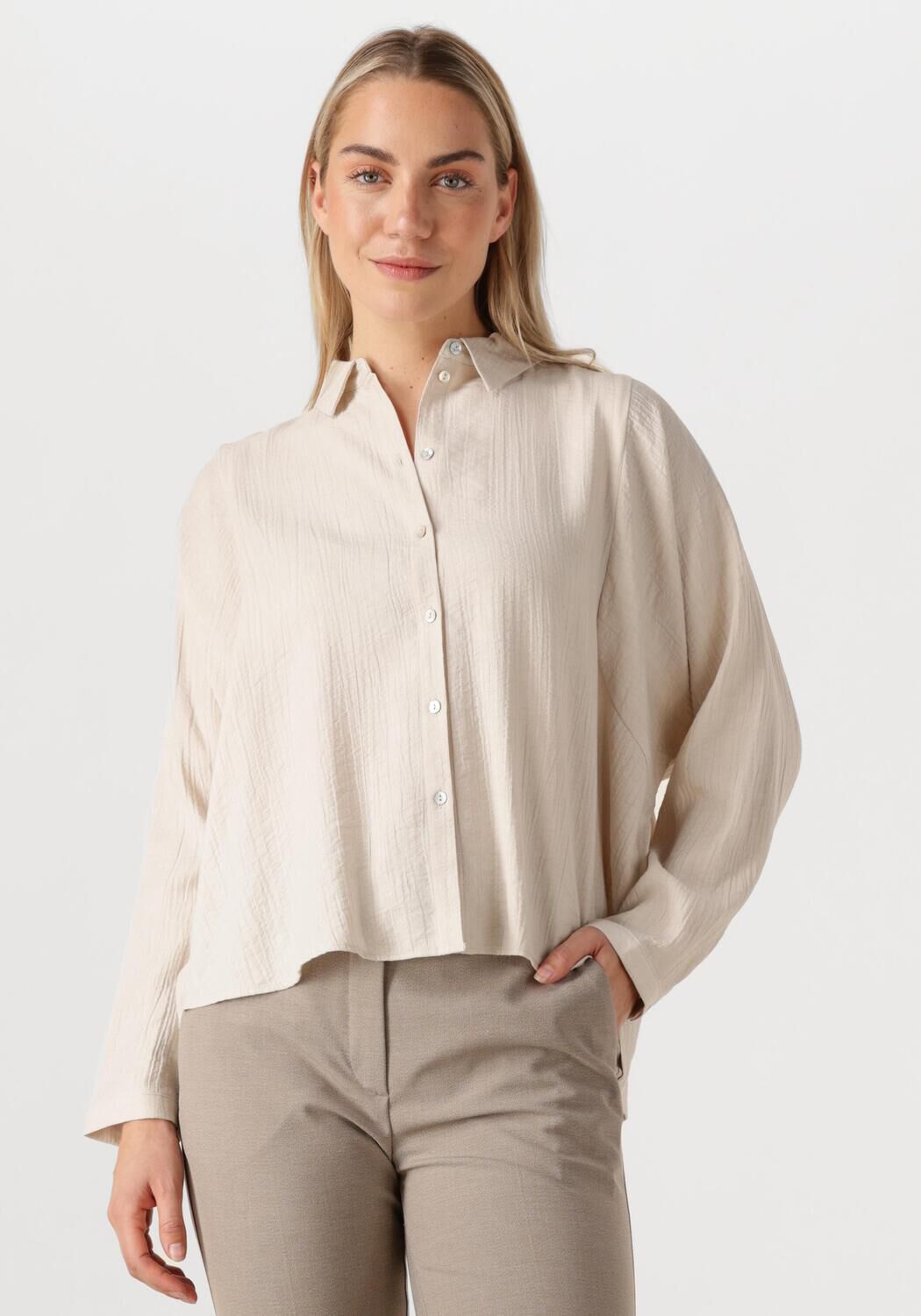 Knit-ted Lange Mouw Blouse Rosan Beige Dames