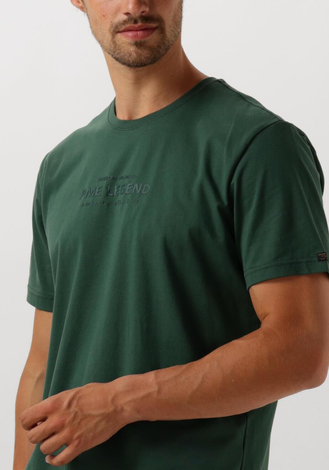 PME LEGEND Heren Polo's & T-shirts Short Sleeve R-neck Cotton Elastane Jersey Groen