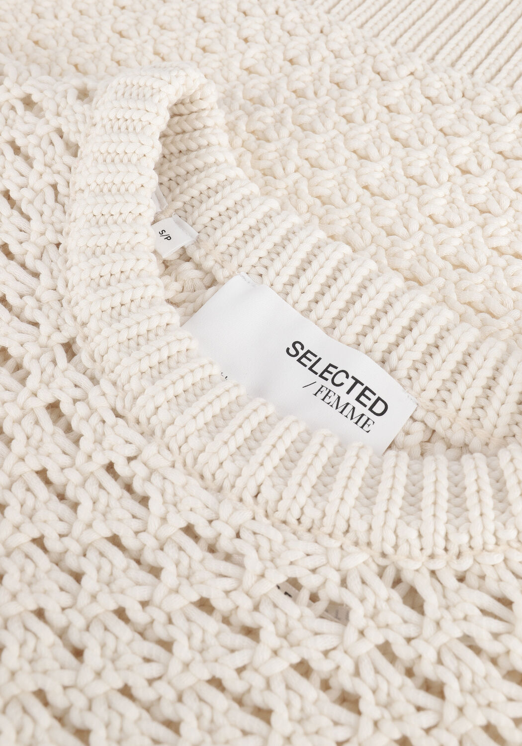 Beige SELECTED WOMEN T-shirt SLFSISLEY SS KNIT TOP - large