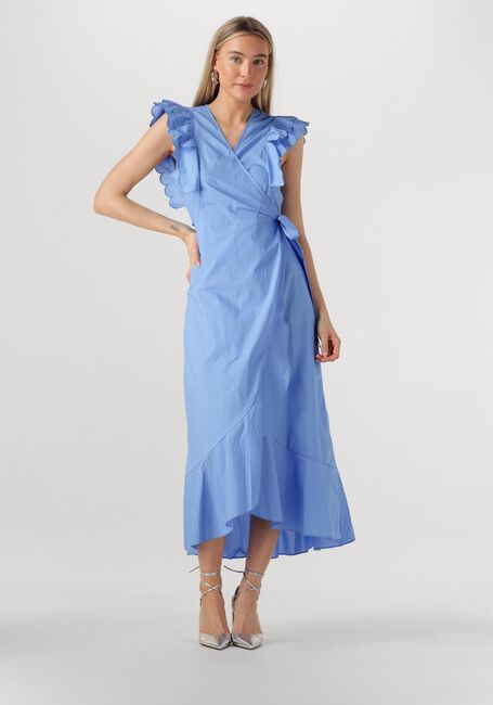 Lichtblauwe OBJECT Maxi jurk OBJHOPE PAPAYA S/S WRAP DRESS - large