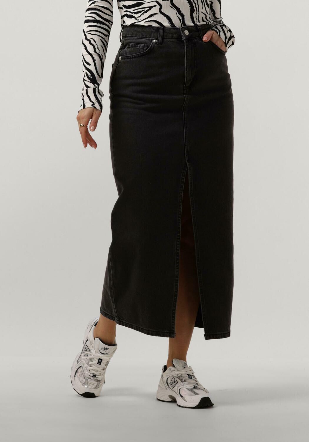 NOTRE-V Dames Rokken Denim Maxi Skirt Grijs