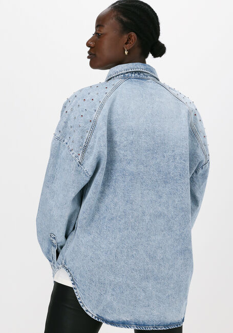 Blauwe COLOURFUL REBEL Blouses TEDDY RINESTONES DENIMBLOUSE - large
