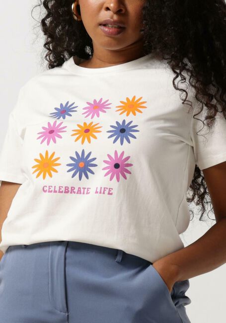Gebroken wit YDENCE T-shirt T-SHIRT CELEBRATE LIFE - large