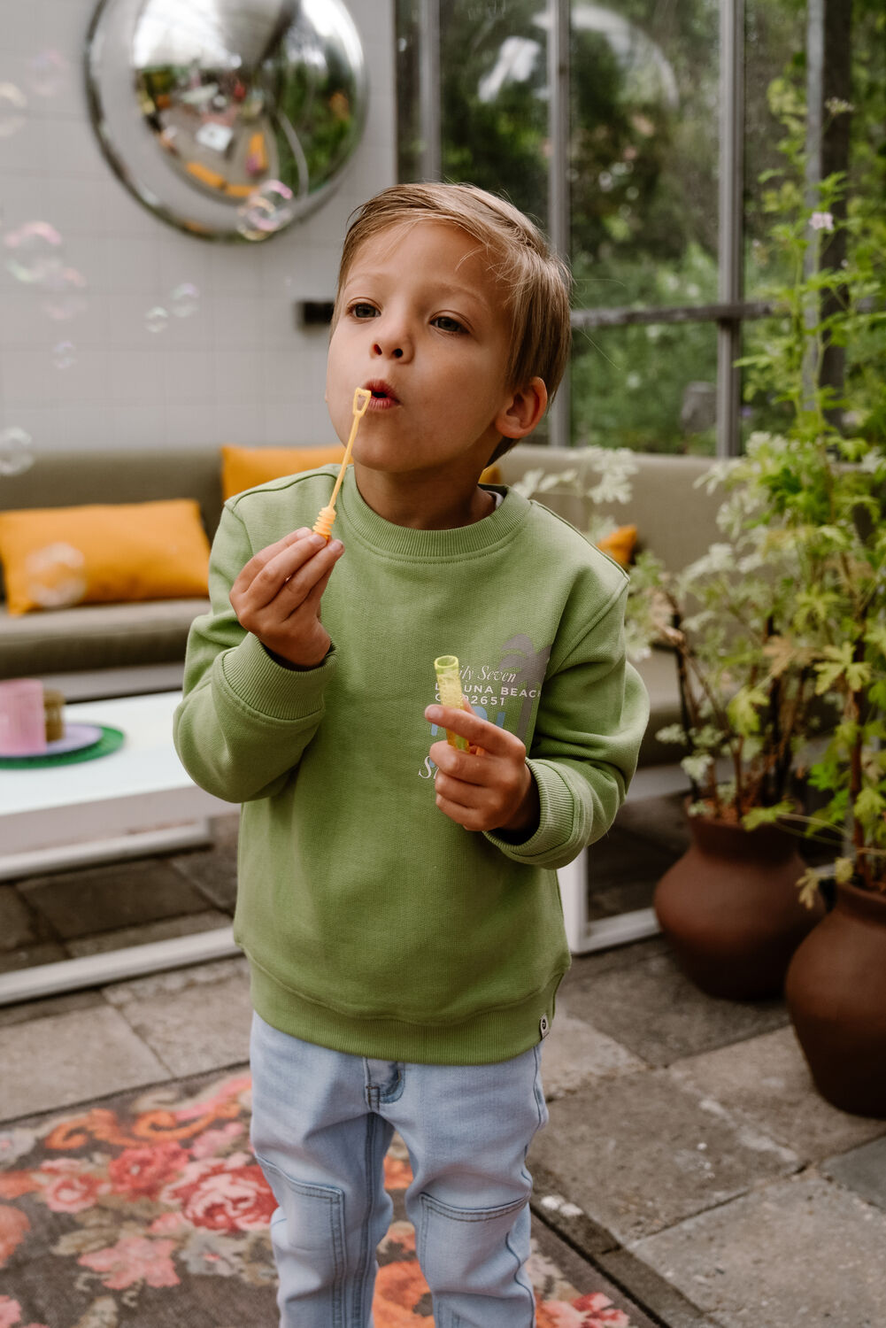 DAILY7 Jongens Truien & Vesten Sweater Textprint Groen