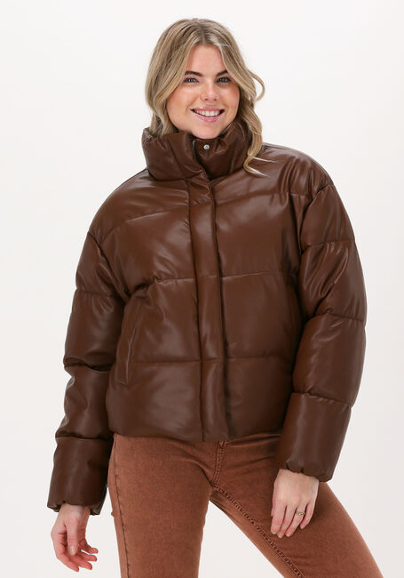 Bruine RIANNE MEIJER x NA-KD Gewatteerde jas PU PADDED JACKET - large