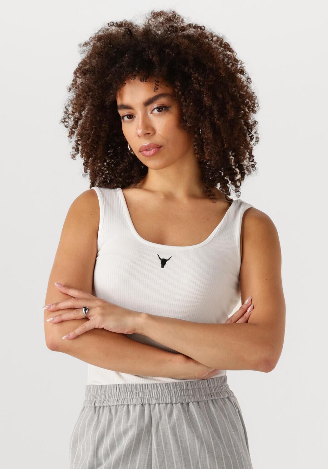 ALIX THE LABEL Dames Tops & T-shirts Ladies Knitted Tanktop Wit