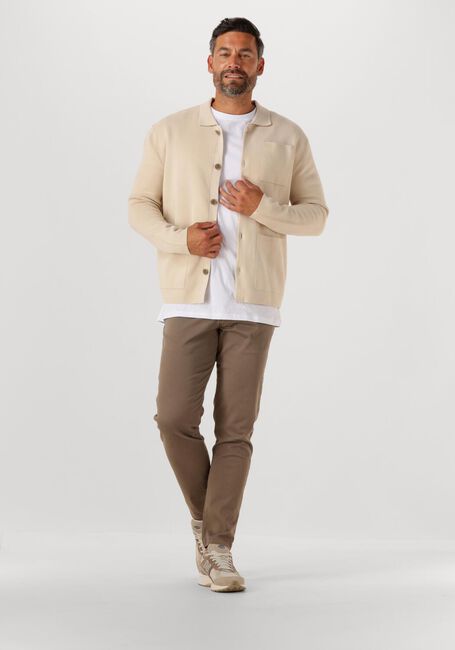 Beige SELECTED HOMME Vest SLHMIKE LIGHT LS KNIT RELAXED POLO CARDIGAN - large