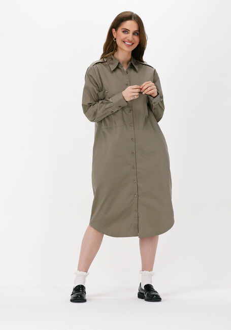 Khaki LEVETE ROOM Midi jurk ISLA SOLID 44 DRESS - large