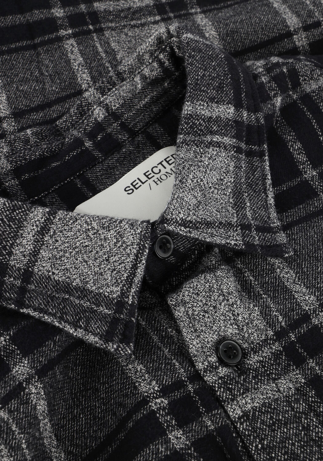 Zwarte SELECTED MEN Casual overhemd SLHREG-OWEN FLANNEL MIX SHIRT - large
