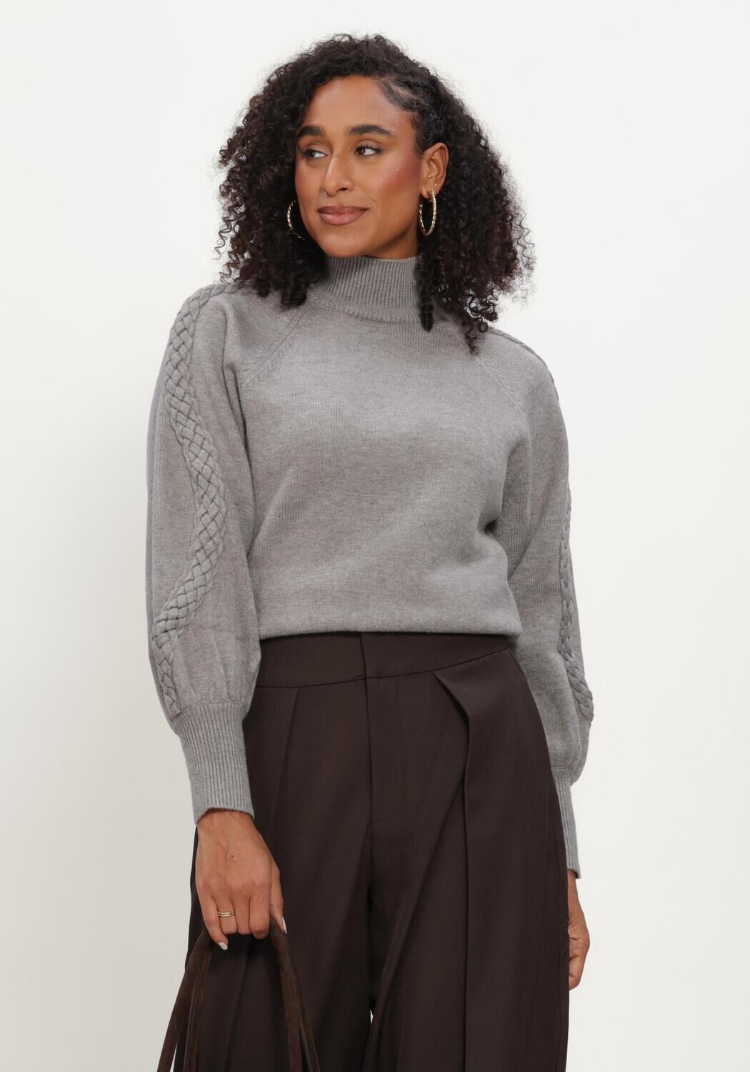 Grijze MINUS Trui MSVERA HIGH NECK KNIT PULLOVER - large