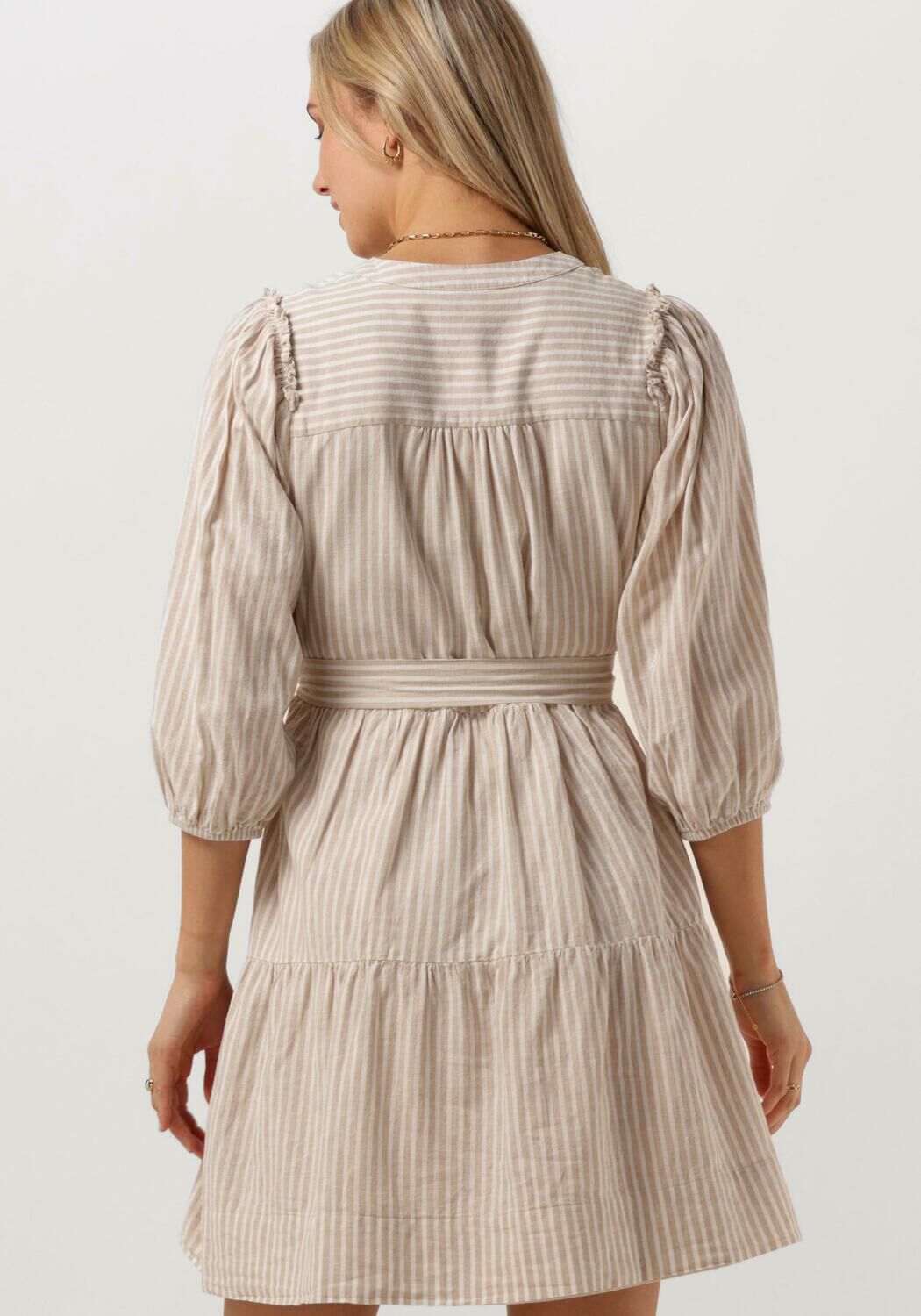 SELECTED FEMME Dames Jurken Slfhillie 3 4 Striped Short Linen Dress Wit