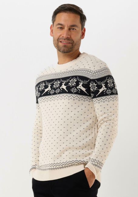 Witte SELECTED HOMME Trui SLHNEWDEER LS KNIT CREW NECK W - large