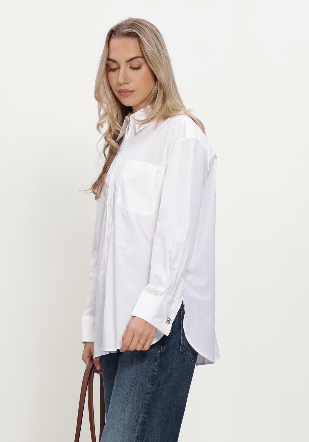 Witte TOMMY HILFIGER Blouses POPLIN DOUBLE CUFF SHIRT - large