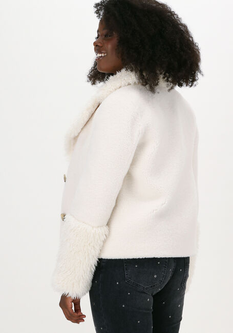 Ecru BEAUMONT Teddy jas SHORT LAMMY FUR COAT - large