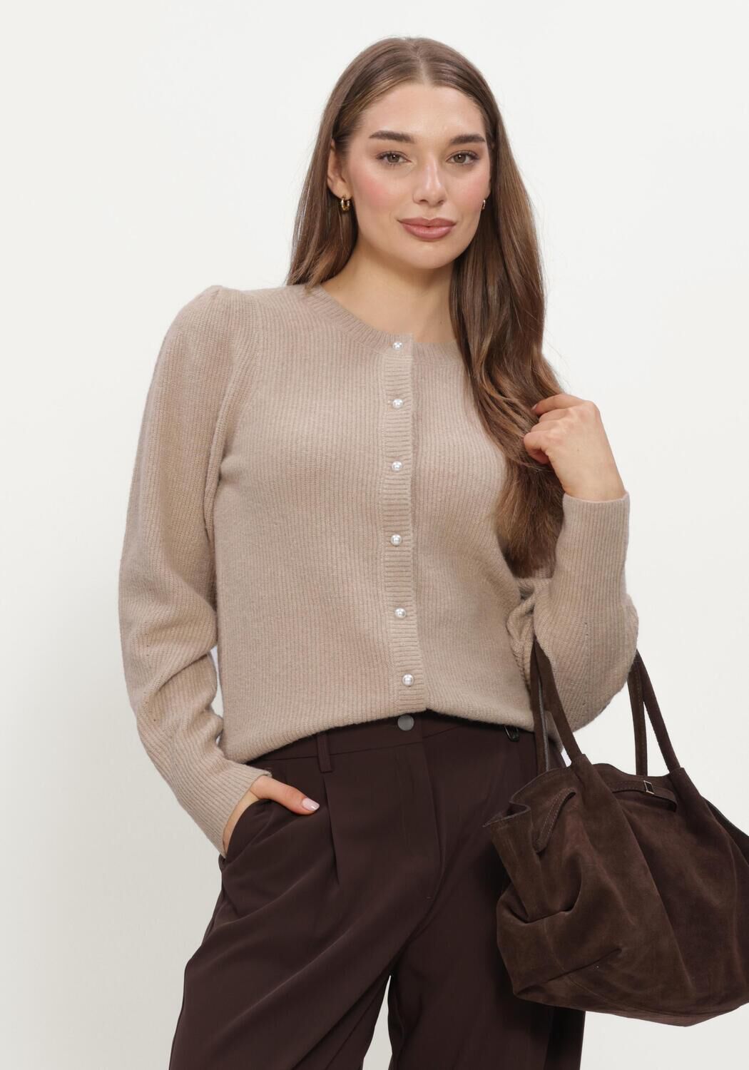 NEO NOIR Dames Truien & Vesten Nuna Knit Cardigan Beige