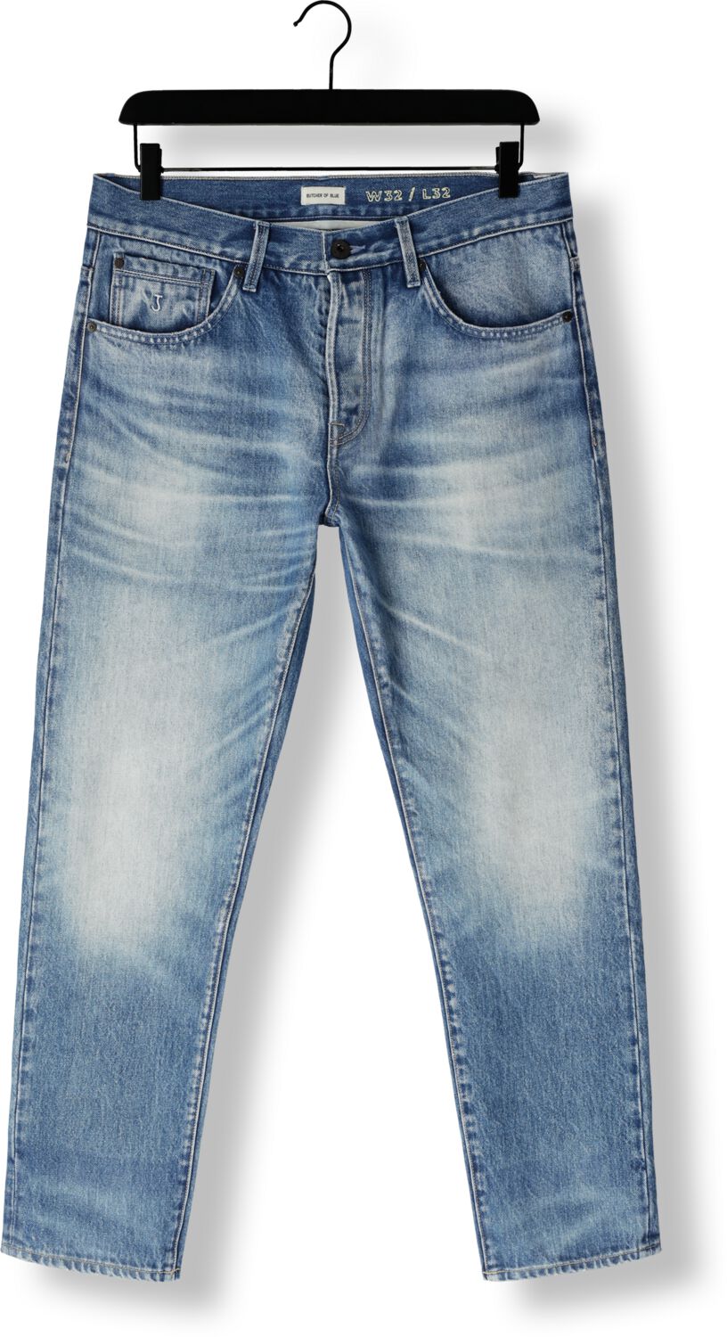 BUTCHER OF BLUE Heren Jeans Stockton Straight Davis Med Blauw