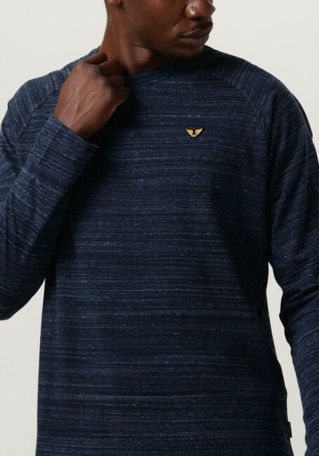 Donkerblauwe PME LEGEND Trui LONG SLEEVE GRANDAD WAFFLE JERSEY - large