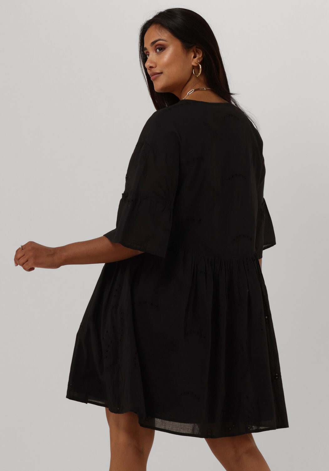 zwarte alix the label mini jurk ladies woven broderie a line dress
