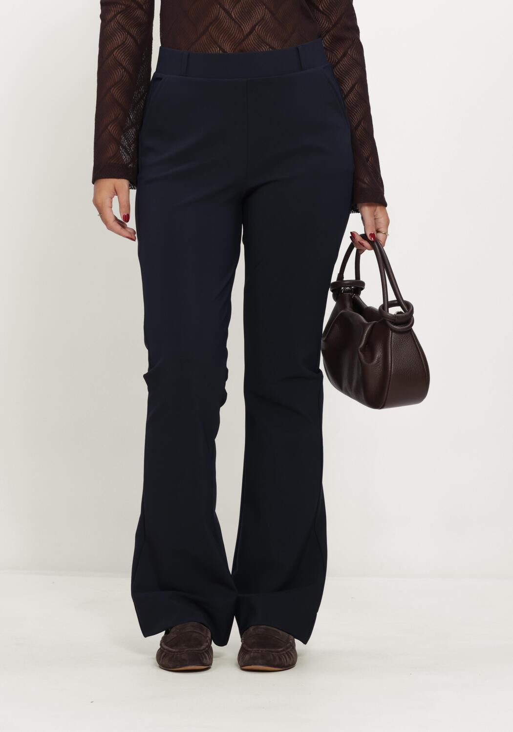 Donkerblauwe STUDIO ANNELOES Flared broek Flair winter bonded trousers - large