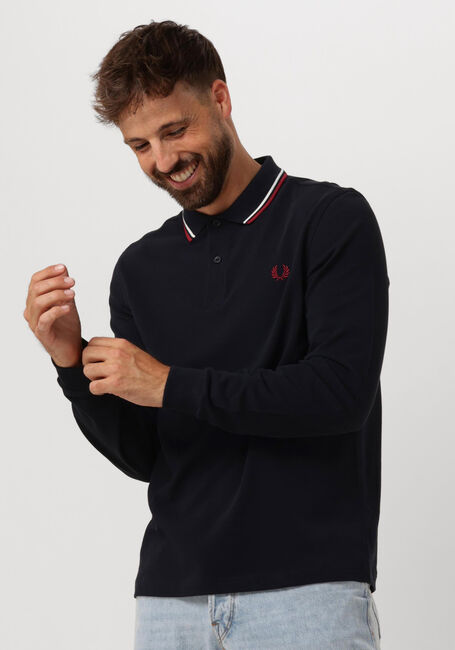 Donkerblauwe FRED PERRY Polo TWIN TIPPED FRED PERRY SHIRT LONG SLEEVE - large