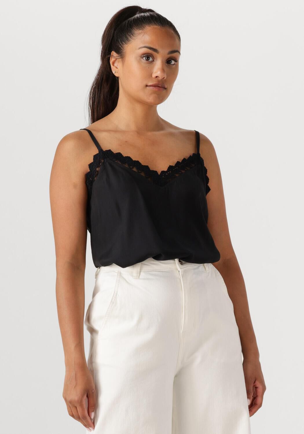 Lollys Laundry Feminien kanten top met verstelbare bandjes Black Dames