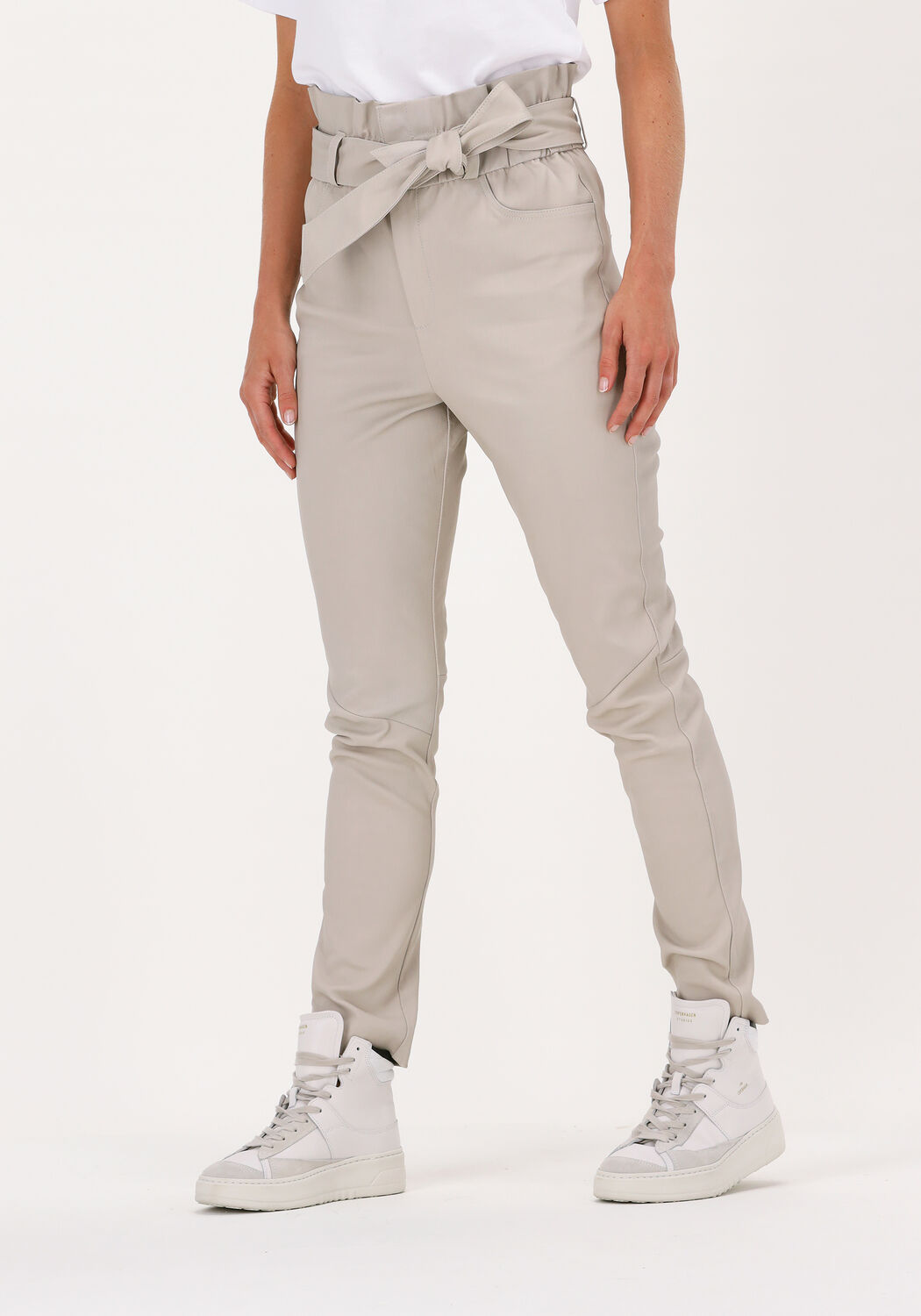 Witte leren broek dames on sale