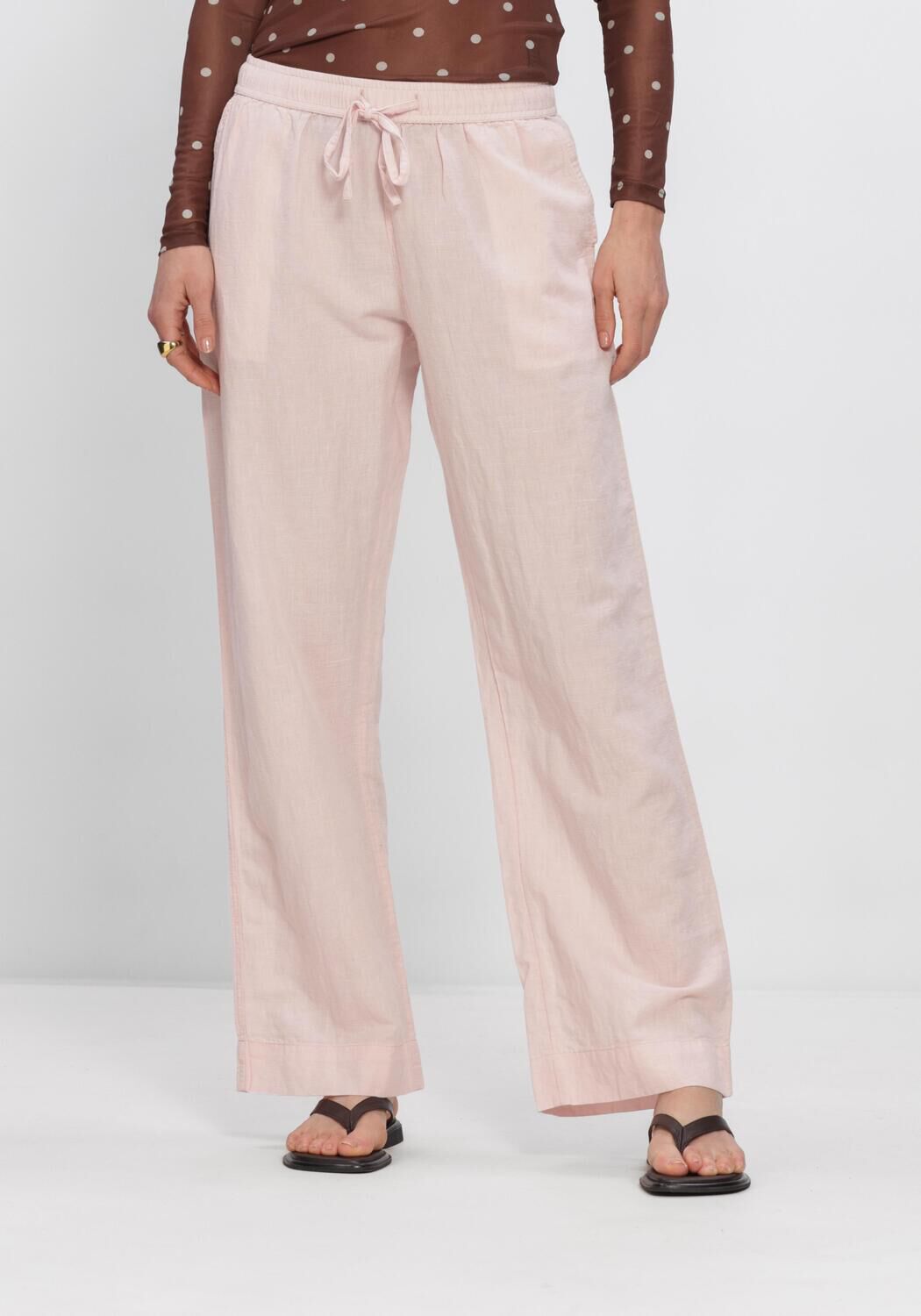 Roze NEO NOIR Wijde broek SONAR LINEN PANT - large