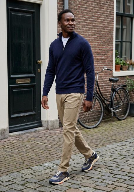 Donkerblauwe PROFUOMO Trui PULLOVER HALF ZIP MERINO - large