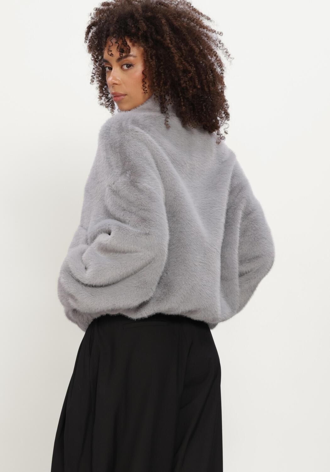 Grijze IBANA Faux fur jas CHARLEY - large