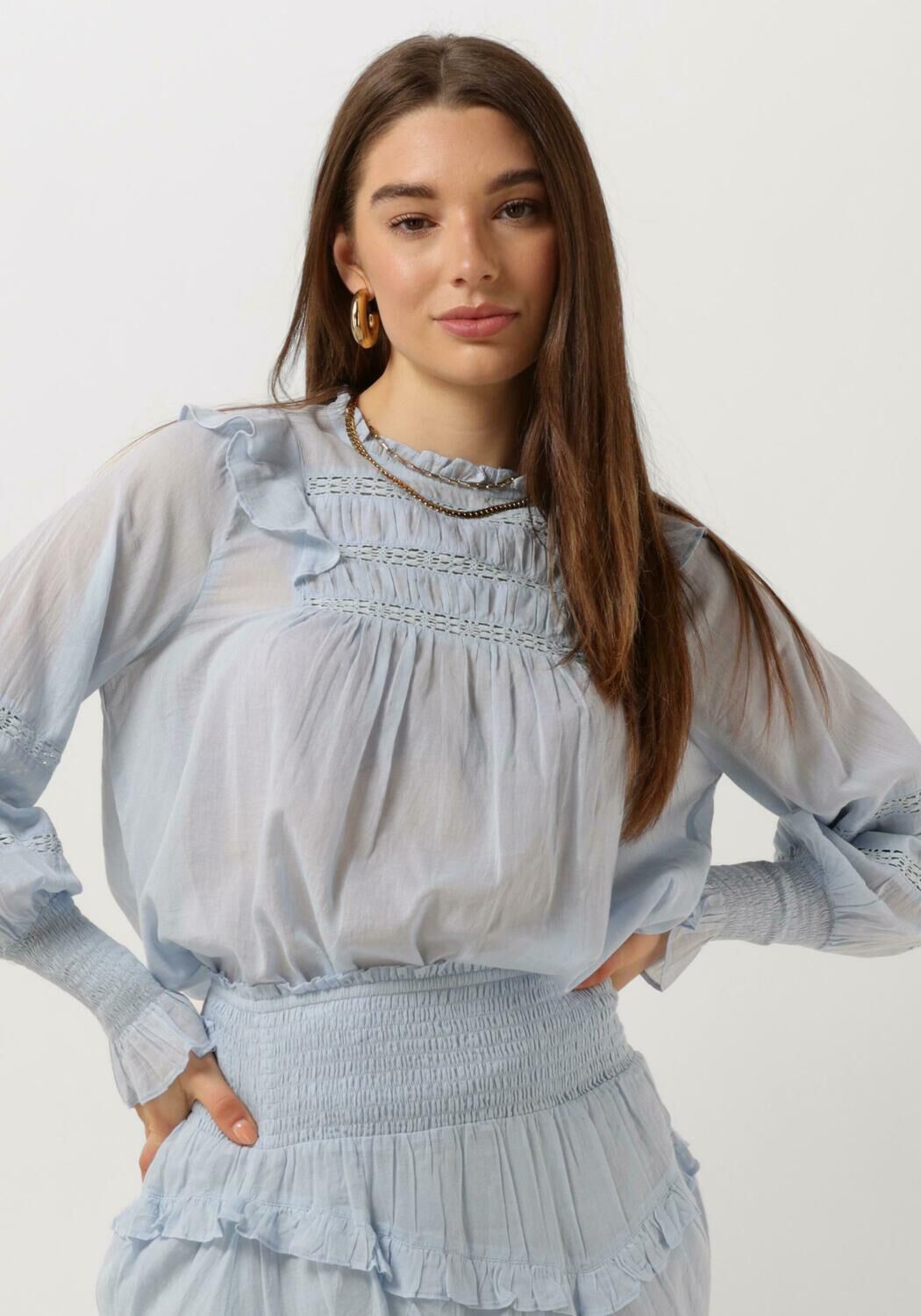 NOTRE-V Dames Blouses Voile Blouse Lichtblauw