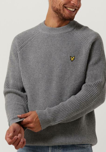 Grijze LYLE & SCOTT Trui SHAKER STITCH MOCK NECK JUMPER - large