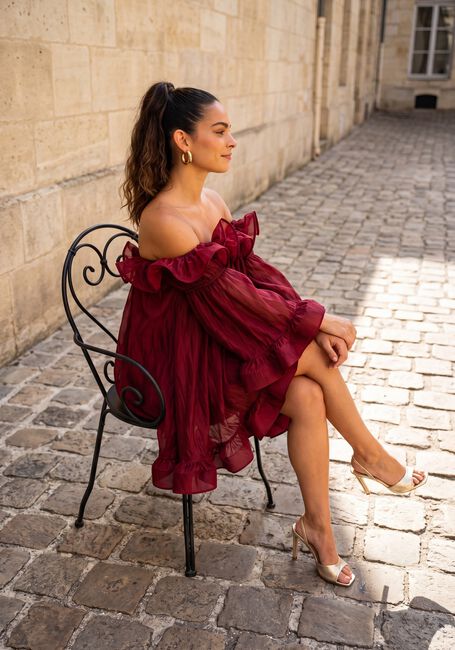 Bordeaux Y.A.S. Mini jurk YASFALLULAH O/S DRESS - D2D - large