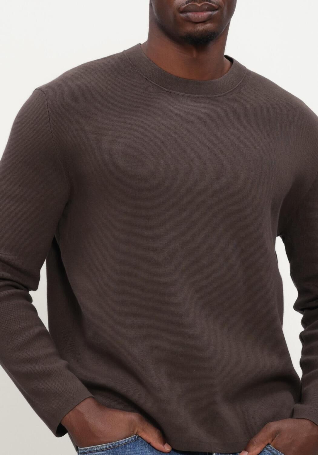 Bruine SELECTED MEN Sweater SLMMIKE LIGHT LS KNIT CREW NECK - large