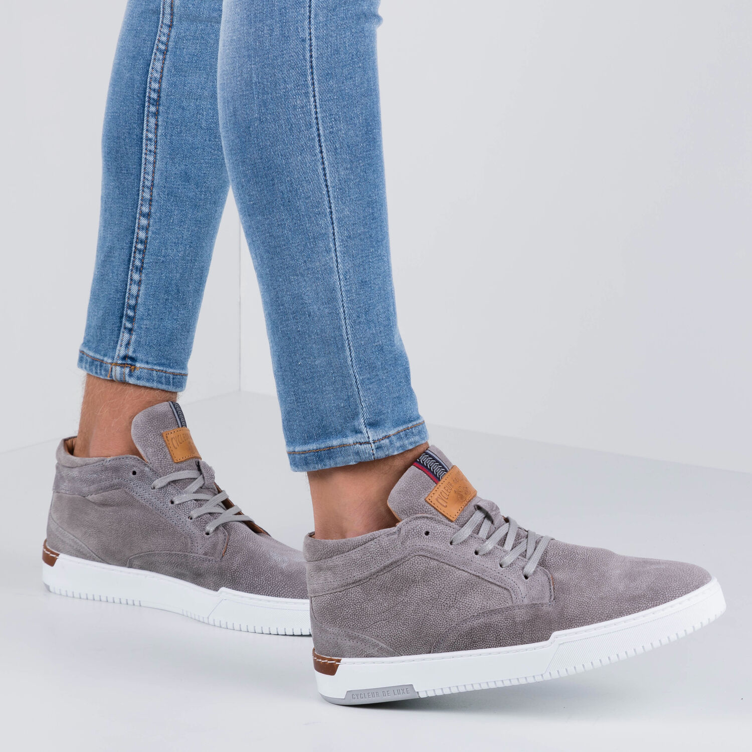 Grijze CYCLEUR DE LUXE Hoge sneakers LEON - large