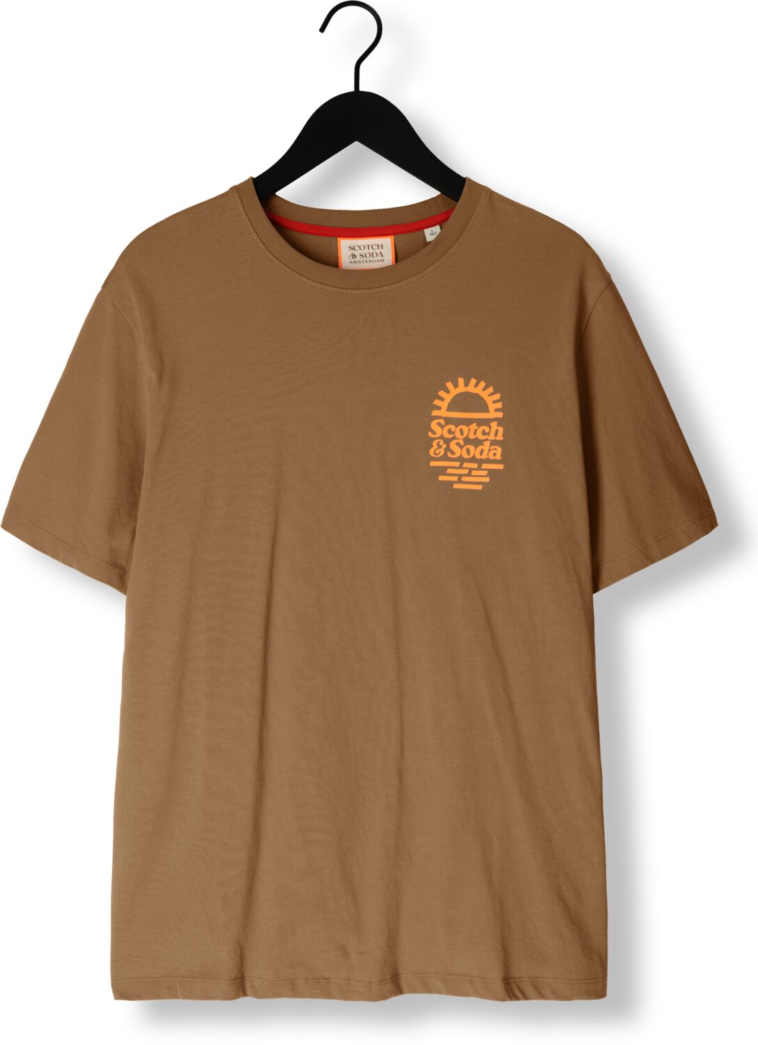 SCOTCH & SODA Heren Polo's & T-shirts Left Chest Artwork T-shirt Khaki