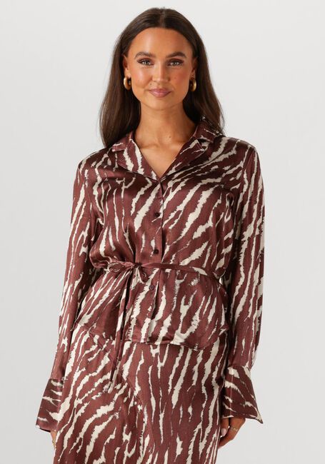 Bruine ROUGE EDIT Blouses ROUSHIANA LS PRINTED RESORT COLLAR SHIRT - large